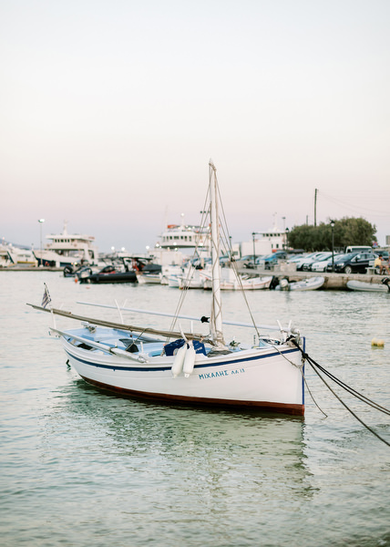Antiparos harbor view for Greek island wedding.