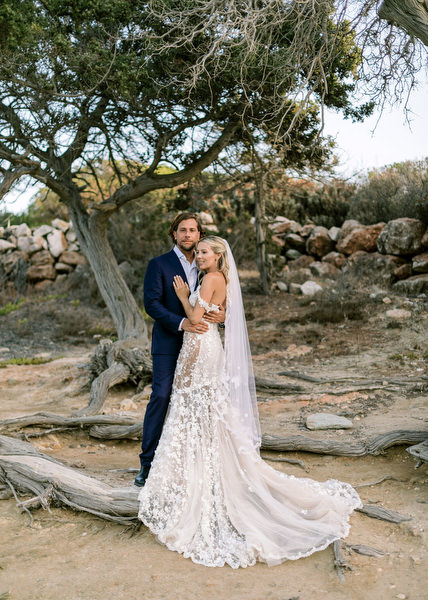 Golden hour wedding portrait in Antiparos.