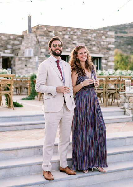 Guests at Antiparos wedding reception cocktail hour.