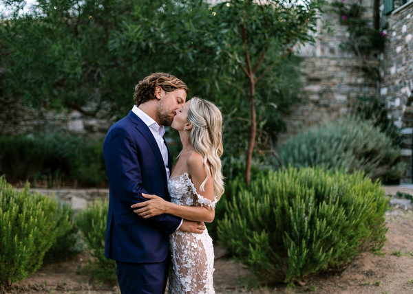 Sunset portrait at Antiparos destination wedding.