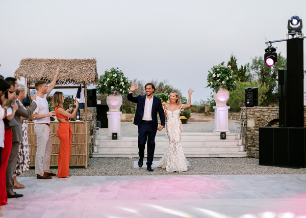 Wedding reception entrance at Villa Berenice Antiparos.