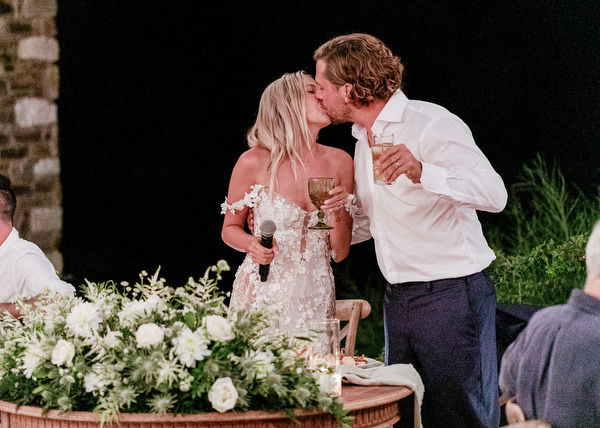 Bride speech at Antiparos Greek island wedding.