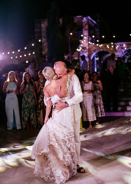 Father daughter dance at Antiparos destination wedding.