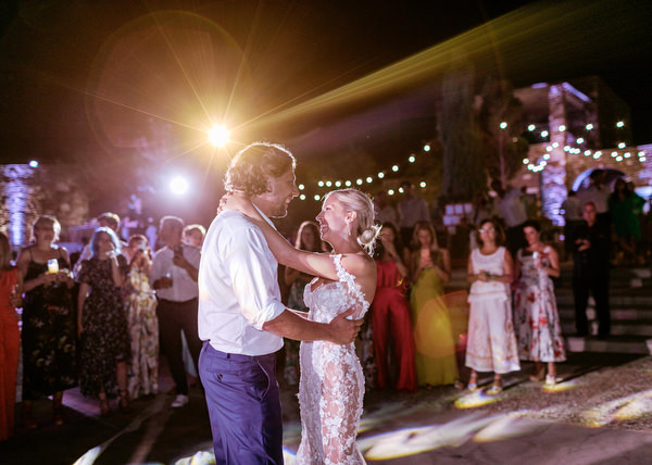 First dance at Villa Berenice Antiparos at night.
