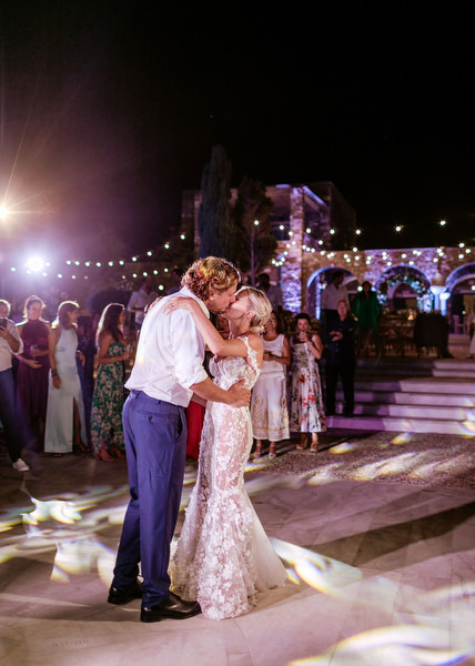 Romantic night dance at Antiparos wedding reception.