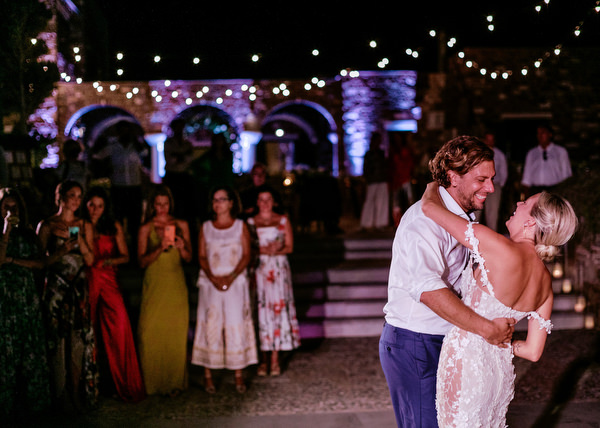 Romantic night dance at Antiparos wedding reception.