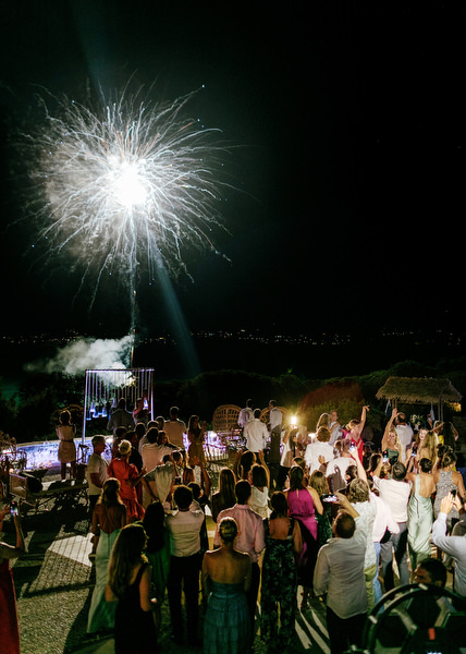 Fireworks at Antiparos Greek island wedding.