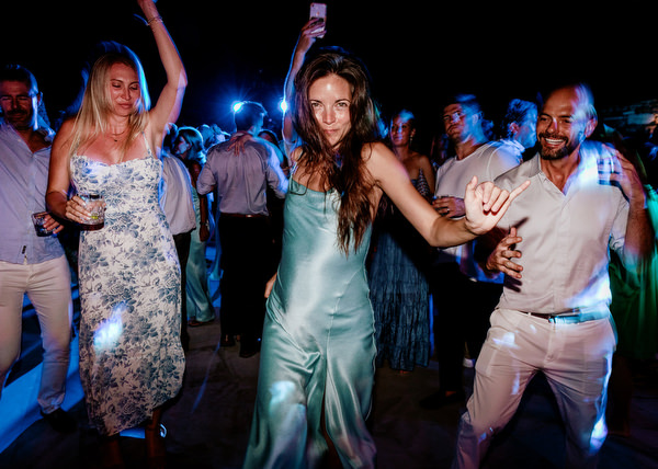 Guests celebrating at Antiparos wedding reception.