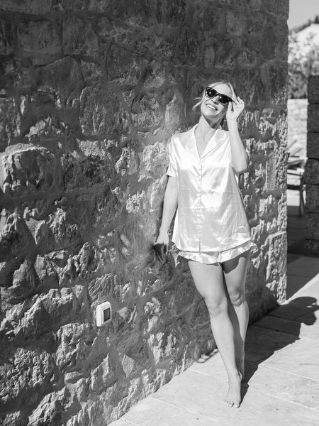 Bride getting ready at Aria Estate stone villa in the Peloponnese