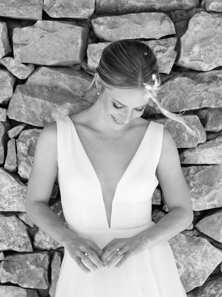 Elegant bride portrait at Aria Estate wedding venue in Greece