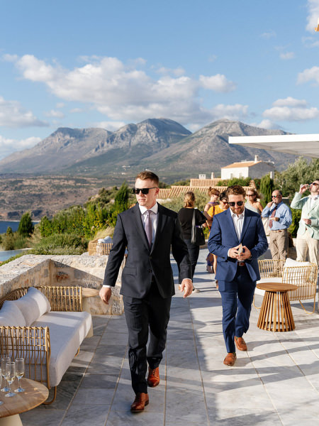 Guests arriving at Aria Estate destination wedding in the Peloponnese