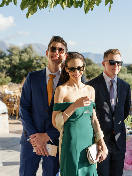 Wedding guests arriving at Aria Estate destination wedding in Greece