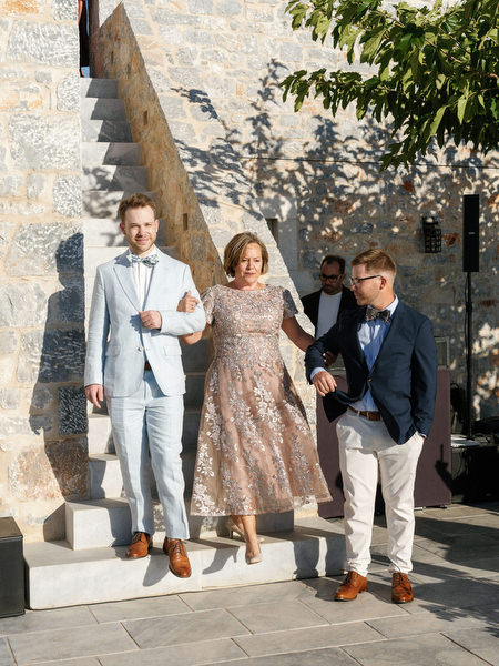 Wedding party entering ceremony at Aria Estate Greece