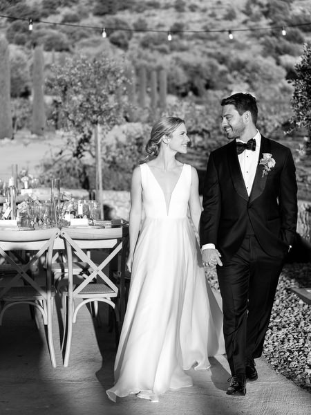 Bride and groom portrait at Aria Estate reception in the Peloponnese