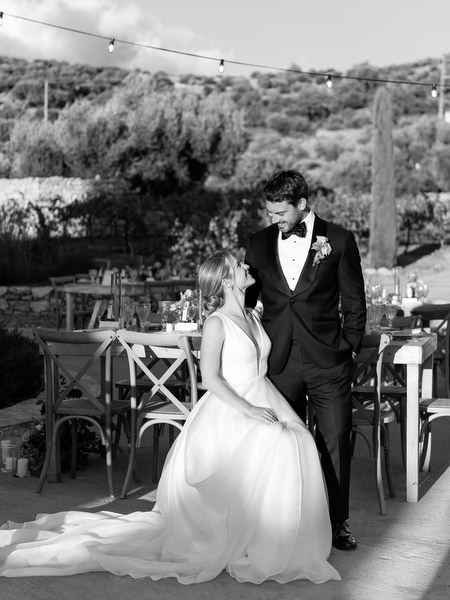 Bride and groom portrait at Aria Estate in the Peloponnese