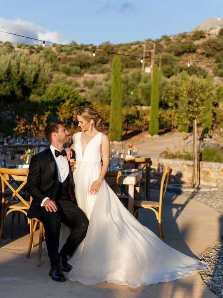 Golden hour couple portrait at Aria Estate destination wedding