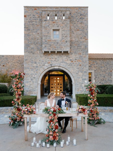 Luxury destination wedding decor at Aria Estate in the Peloponnese