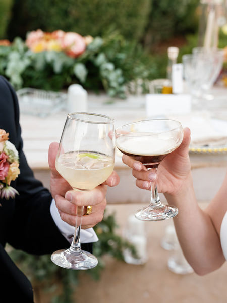 Wedding cocktail toast at Aria Estate reception in Greece