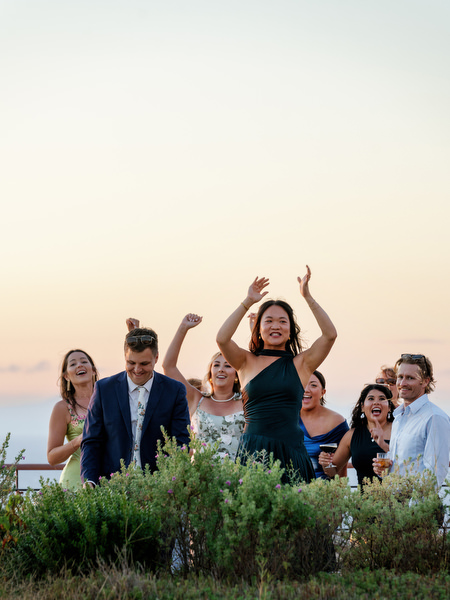 Wedding guests celebrating at Aria Estate destination wedding