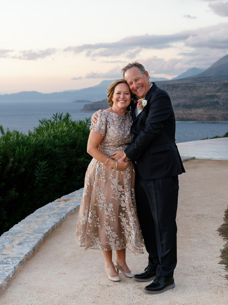 Parents portrait at Aria Estate wedding overlooking the sea