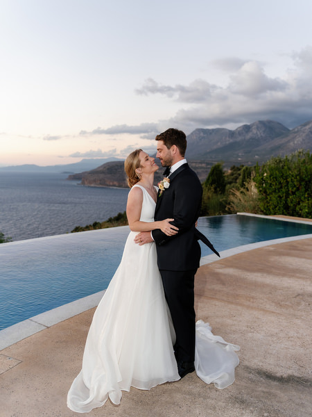Sunset portrait at Aria Estate destination wedding in Greece