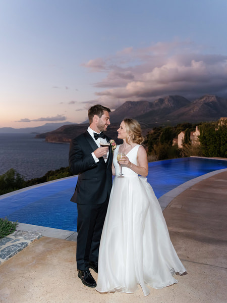 Golden hour cocktail portrait at Aria Estate destination wedding