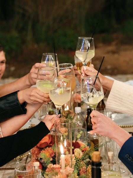 Wedding toast at Aria Estate reception in Greece