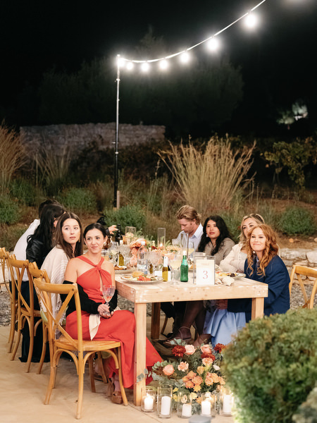 Outdoor wedding dinner at Aria Estate Peloponnese