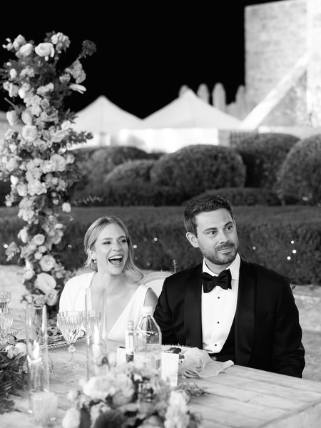 Romantic reception moment at Aria Estate wedding in Greece