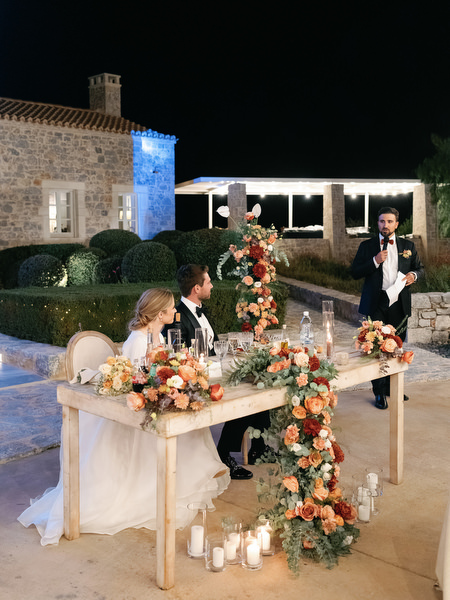 Best-man giving speech at Aria Estate wedding reception