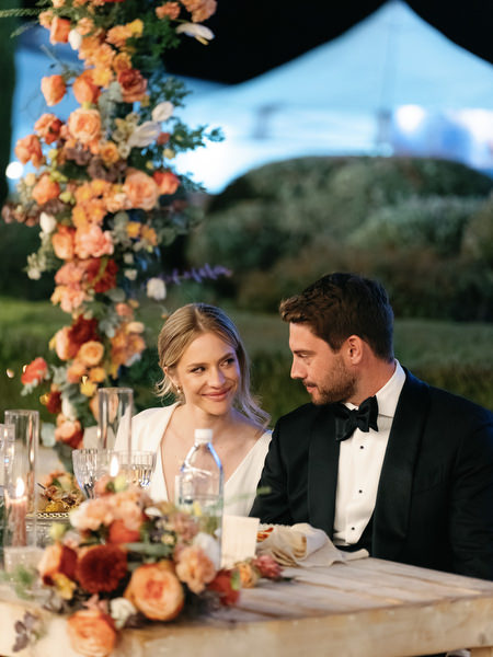 Night reception portrait at Aria Estate destination wedding