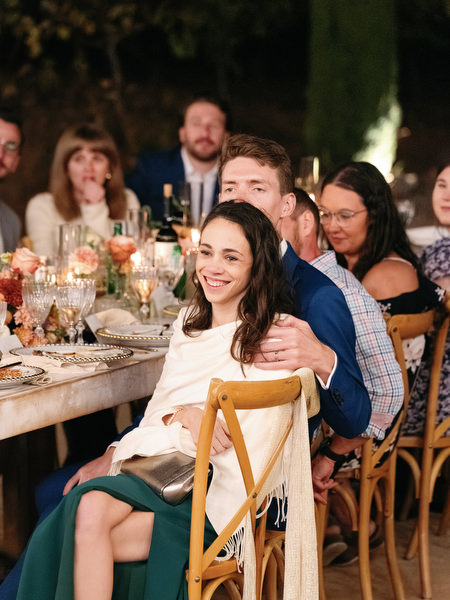 Wedding guests enjoying reception at Aria Estate Greece