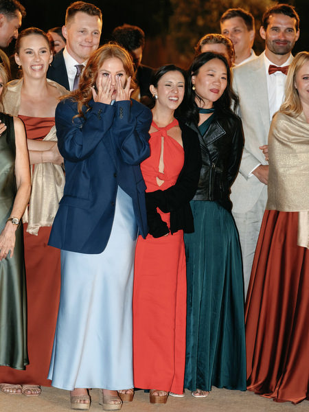 Wedding guests reacting during Aria Estate evening celebration