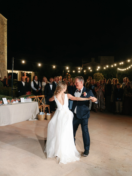 Father-daughter dance at Aria Estate wedding in Greece