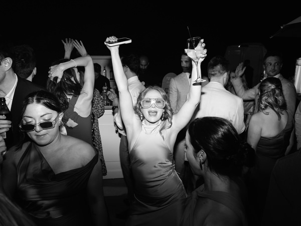 Night dance floor celebration at Aria Estate Peloponnese