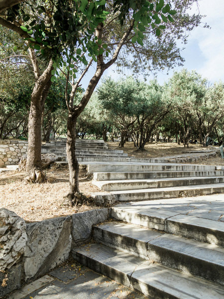 Ancient stone staircase leading toward Acropolis pre-wedding dinner location
