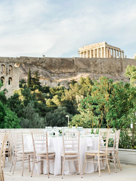 Parthenon view above Athens wedding celebration venue