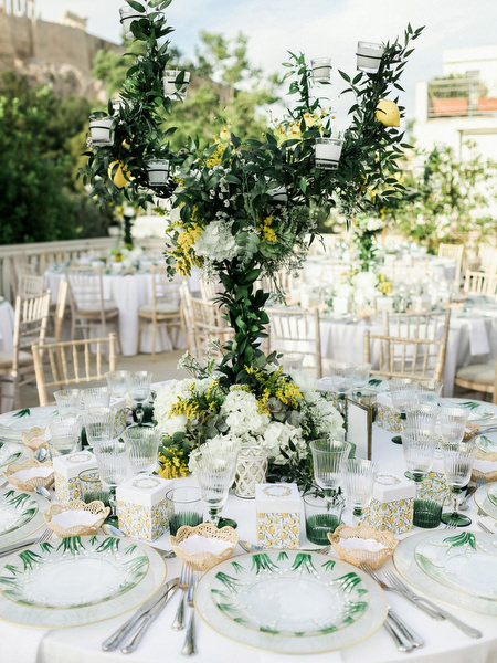 Wedding table details with Mediterranean design at Athens celebration