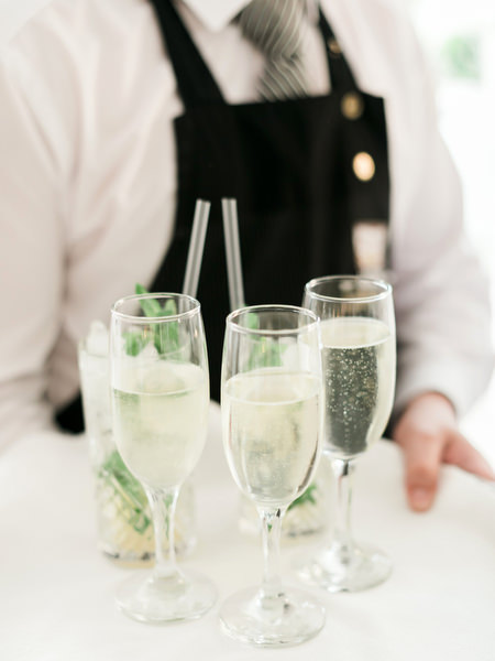 Champagne served during luxury Athens pre-wedding dinner