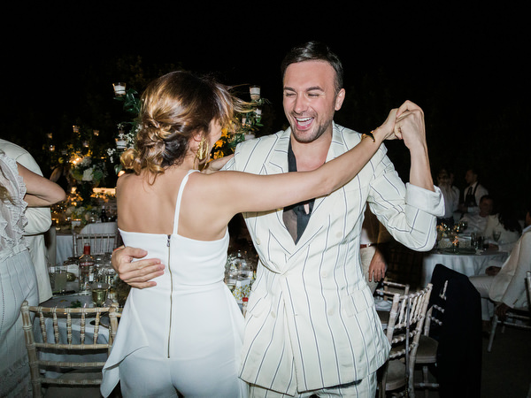 Guests celebrating late at night at Acropolis wedding event