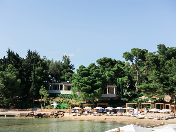 Beach club area at Four Seasons Astir Palace hosting post-wedding brunch in Athens