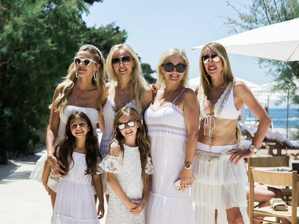 Bride celebrating with friends during Athens destination wedding brunch