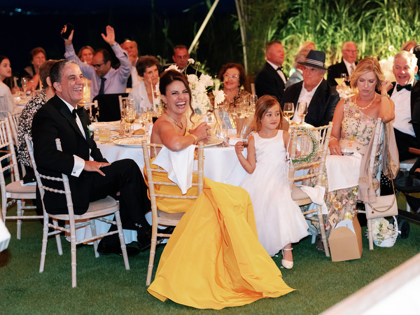 Mother of the bride speaking during reception at Island Resort Athens Riviera