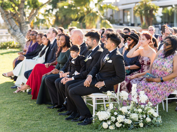 Wedding guests seated during Athens Riviera ceremony