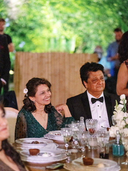 Wedding guests seated during reception dinner in Athens