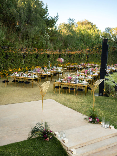Outdoor wedding setup overlooking the sea at Private House Island Resort Athens Riviera.