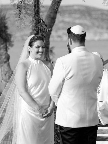 Soft black-and-white portrait capturing emotion before the glass is broken