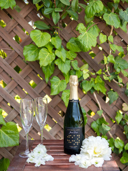 Champagne at bridal preparations Kinsterna Hotel Greece.