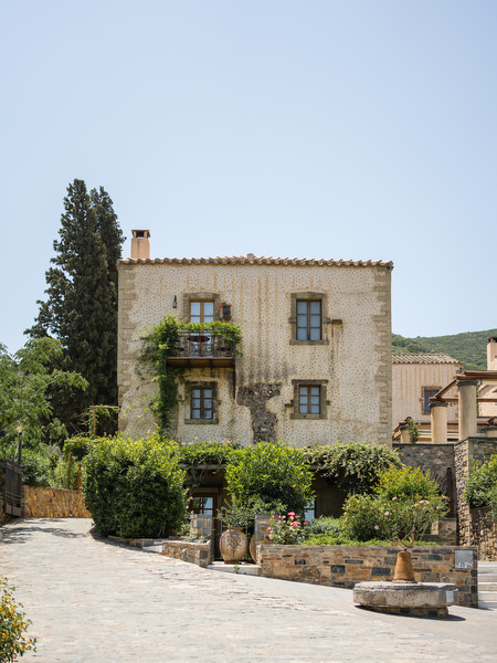Kinsterna Hotel courtyard in Monemvasia Greece.