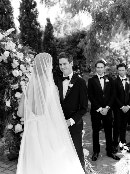 Bride and groom at ceremony altar Kinsterna Hotel Monemvasia.